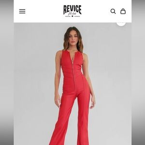 Revice Heartthrob Red Leather jumpsuit